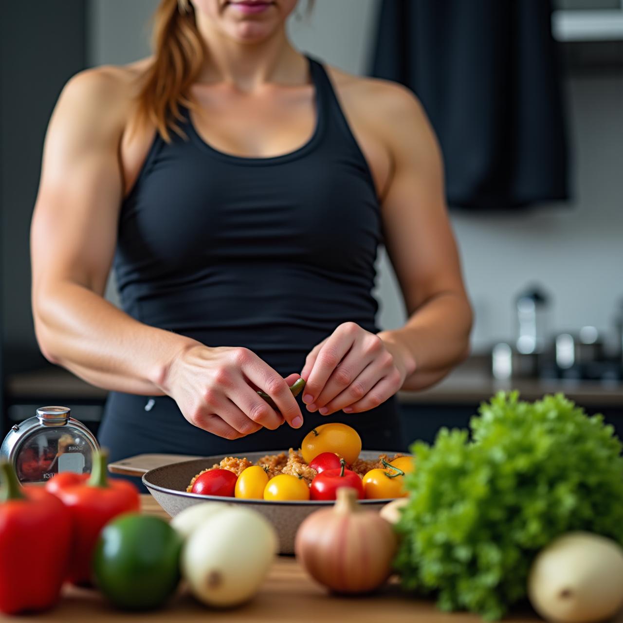 Athlete preparing a healthy meal for performance nutrition